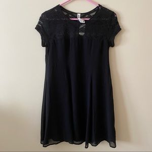 Little Black Mesh Top Babydoll Dress